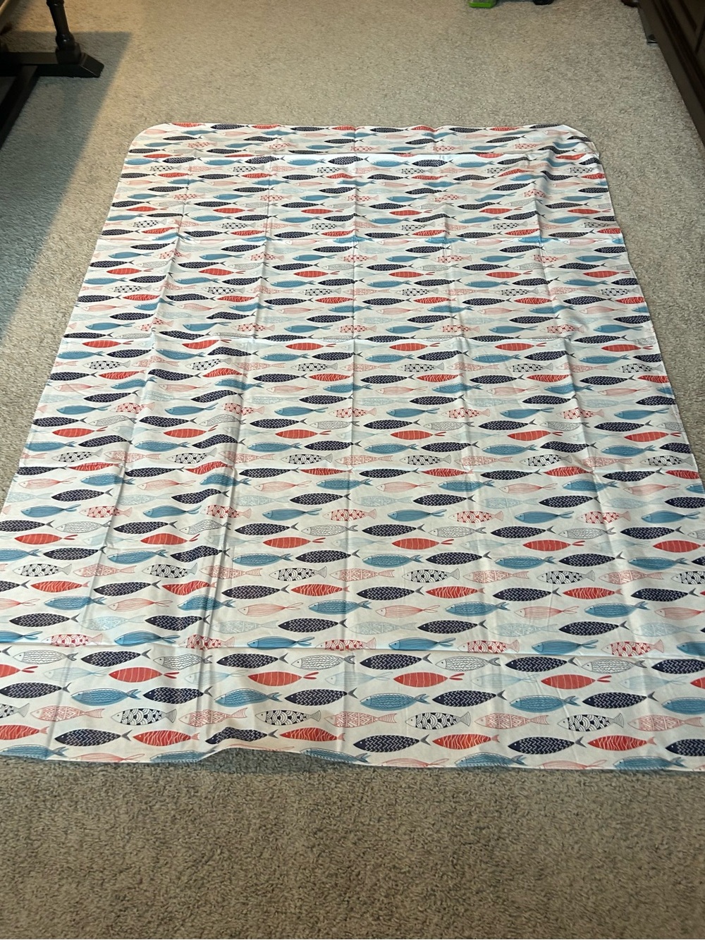 Coastal Fish Plastic Tablecloth in Blue & Coral